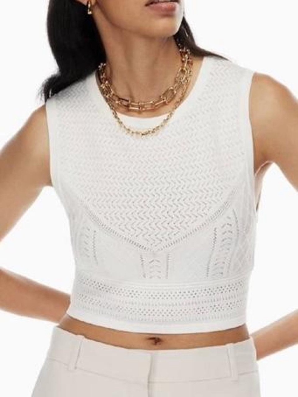 Aritzia Babaton Pointelle Tank in White.